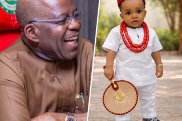 Gov. Alex Otti Blesses His “God-Son”, Chioma Offor, on His First Birthday