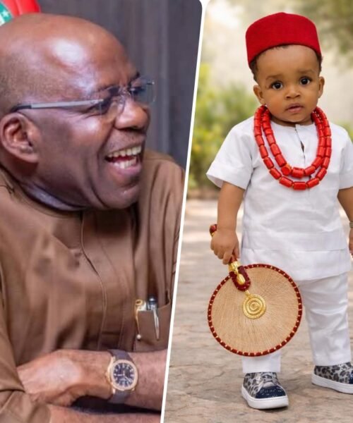 Gov. Alex Otti Blesses His “God-Son”, Chioma Offor, on His First Birthday